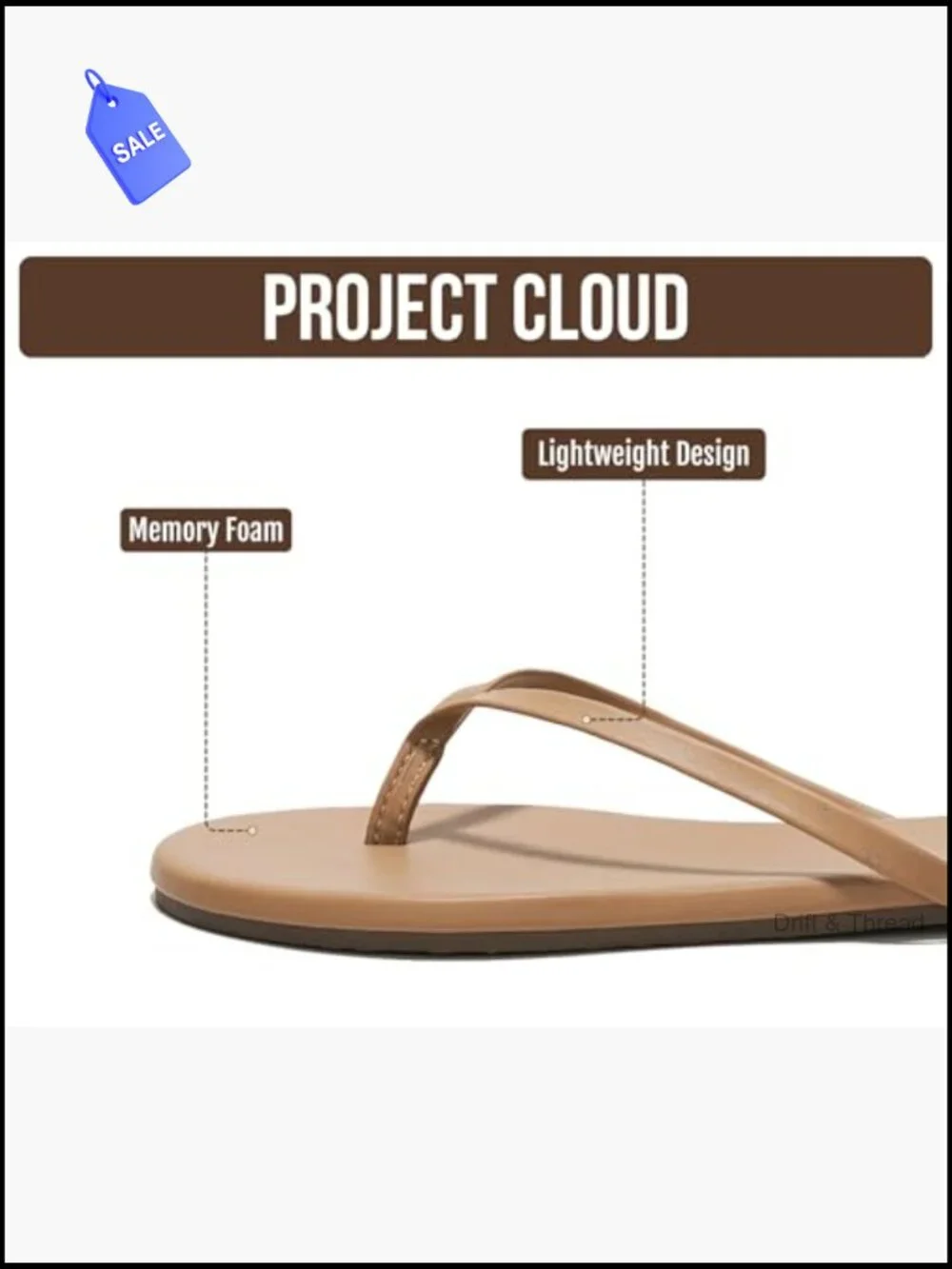 Lightweight Memory Foam Flip Flops Sandals Non-Slip Beach Essentials Flats